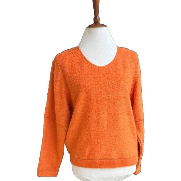Diesel Women’s Orange Mohair Blend V-Neck Back Zip Pullover Sweater Size S - Picture 13 of 14